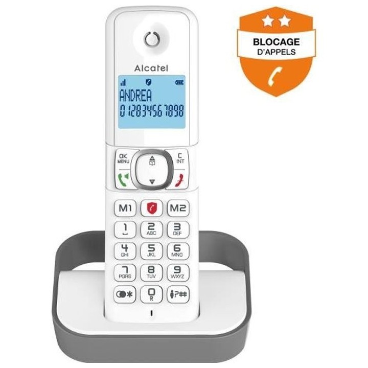 Téléphone fixe sans fil - ALCATEL - F860 solo gris - Blocage d'appel