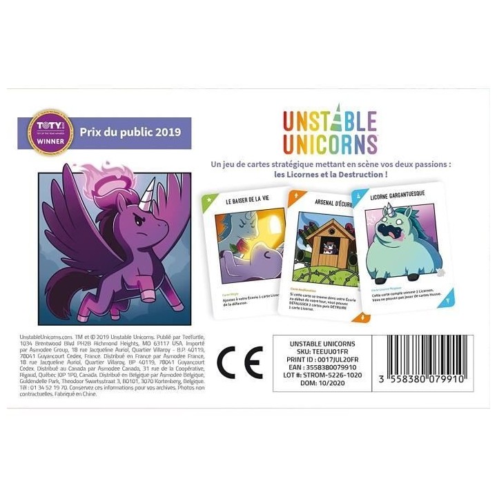 TeeTurtle | Unstable Unicorns | Jeu de société | a partir de 8 ans |