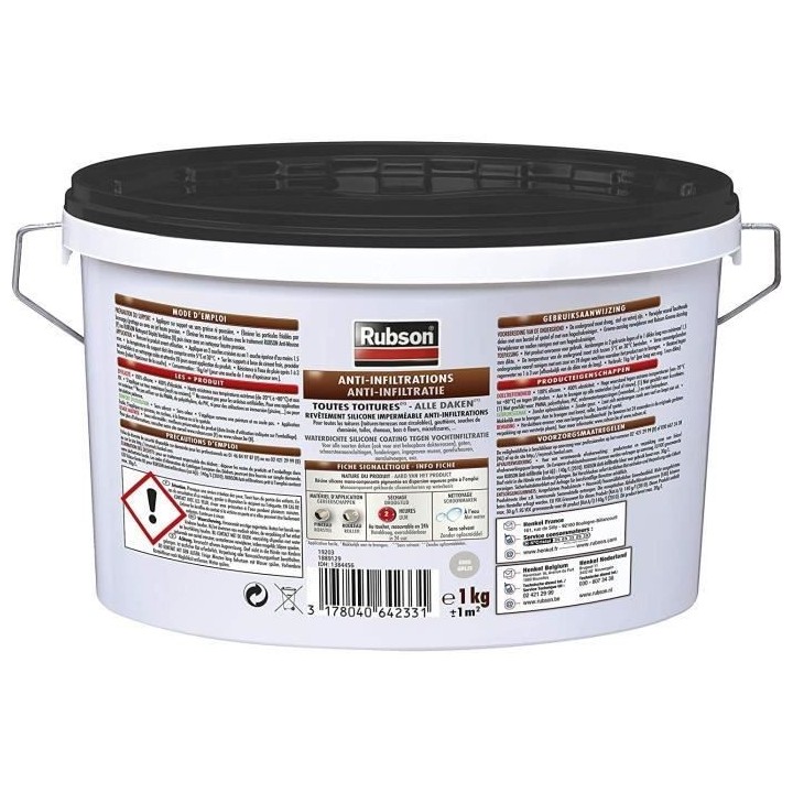 RUBSON Anti-infiltrations Toutes Toitures Noir 1kg