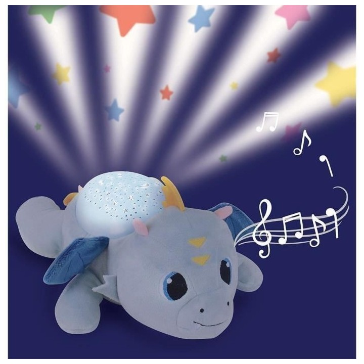Peluche veilleuse et musicale - JEMINI - LEON LE DRAGON - Bleu - Mixte