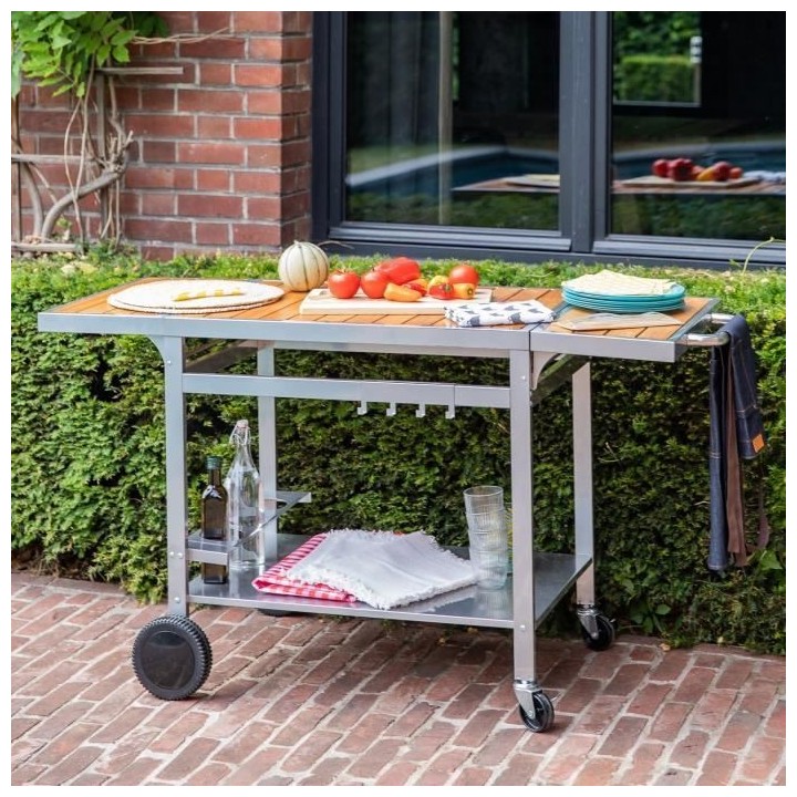 Desserte de jardin GRANDI XL avec plateaux - Roulettes multidirectionn