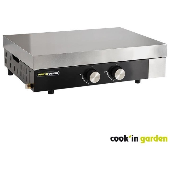 Plancha gaz FINESTA 2 brûleurs inox - Allumage intégré - Cuve acier