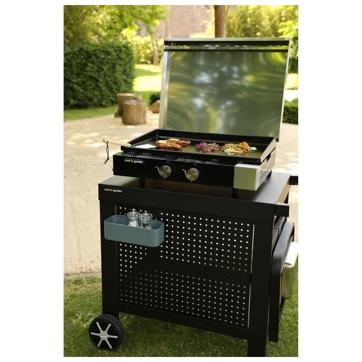 Plancha gaz FINESTA 2 brûleurs inox - Allumage intégré - Cuve acier