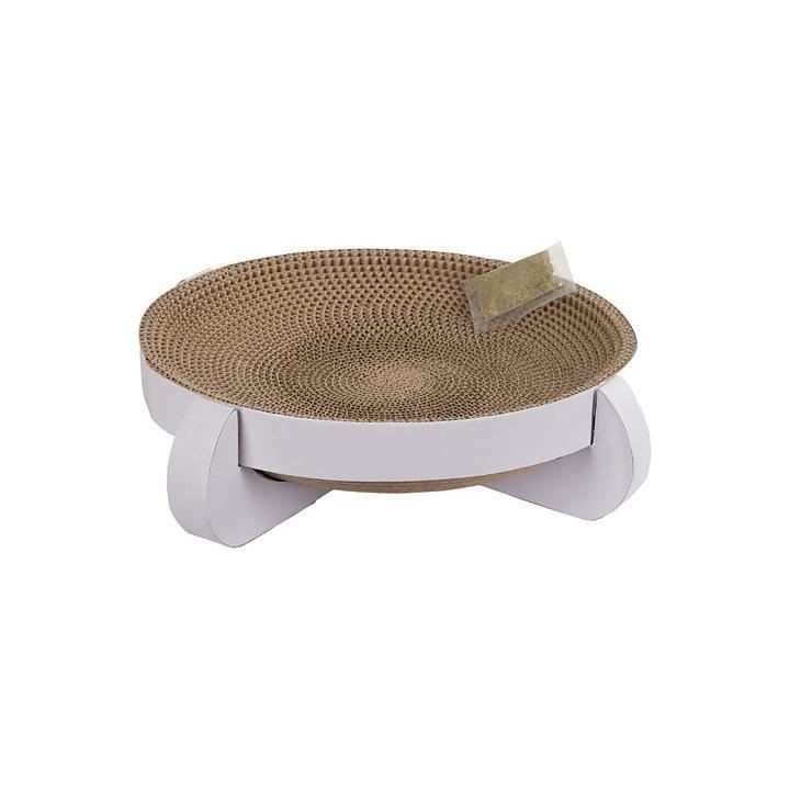 Corbeille griffoir Platinum 35x35x10cm, avec Catnip, blanc