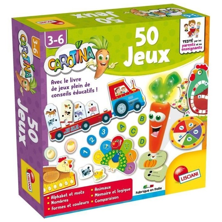 Coffret de jeux éducatif - LISCIANI GIOCHI - Carotina 50 jeux - Rouge