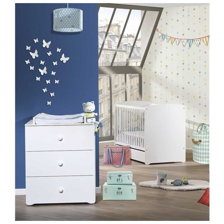 Chambre bébé duo Basic boule: Lit 120x60, commode a langer - Babypri