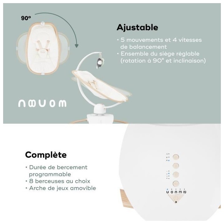 Babymoov Balancelle Bébé Swoon Hoop - Télécommande incluse, Ultra