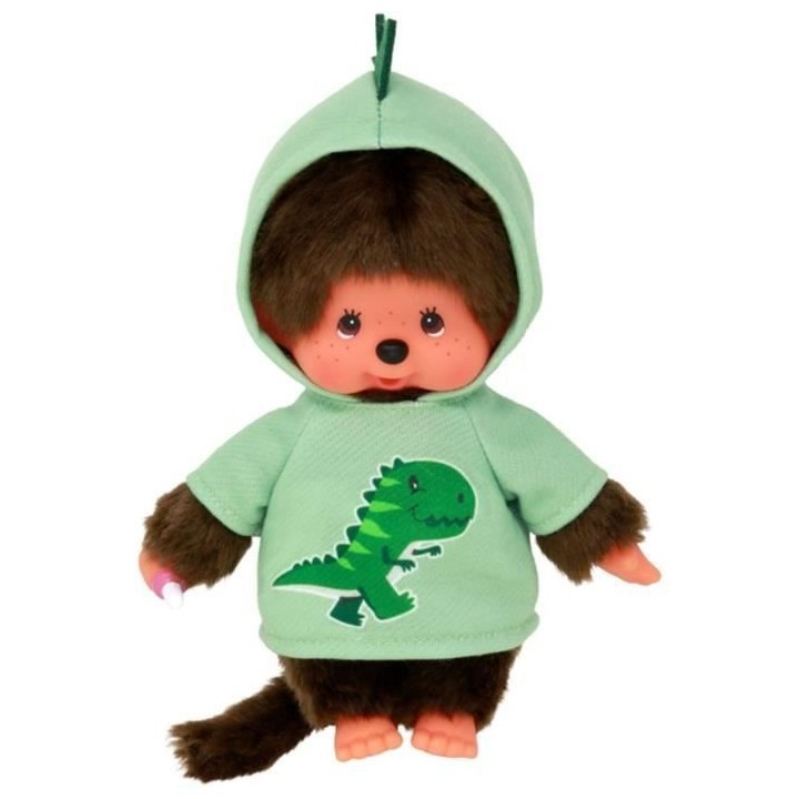 Peluche Monchhichi Dinosaure - BANDAI - 20 cm - Douce peluche