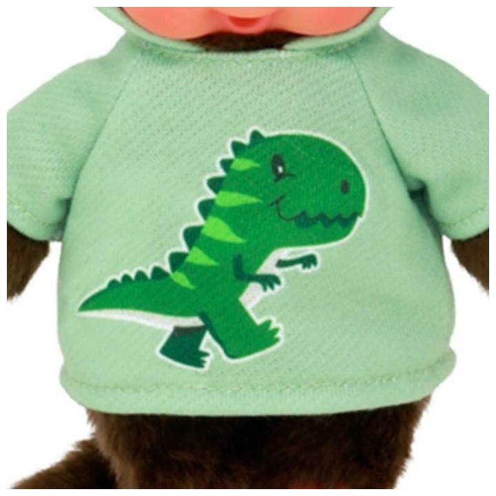 Peluche Monchhichi Dinosaure - BANDAI - 20 cm - Douce peluche