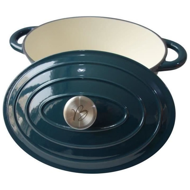 Cocotte BAUMALU 30 cm - Forme ovale - Bleu vert