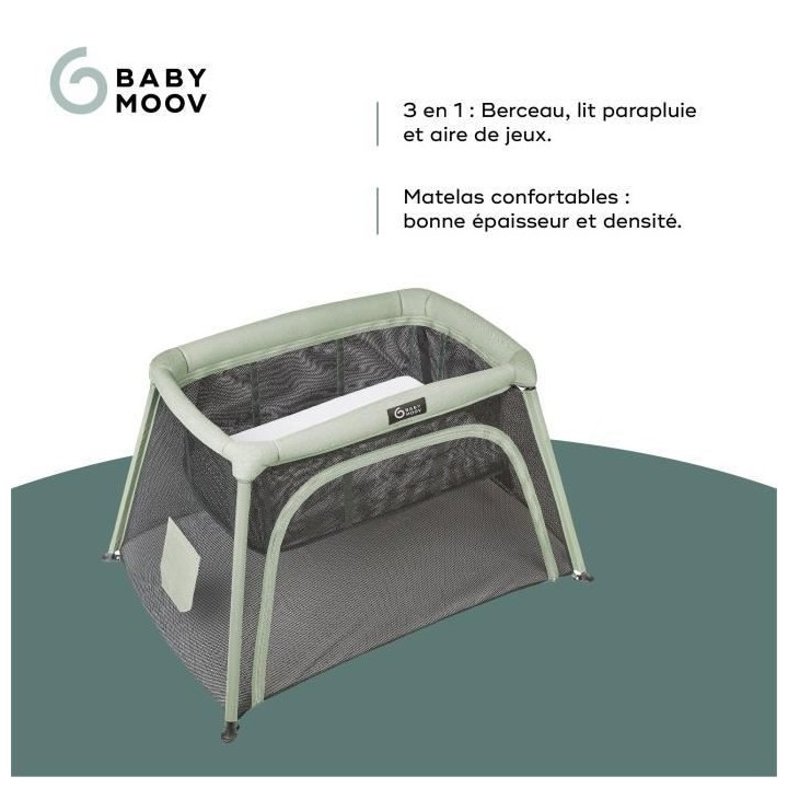 Babymoov Lit parapluie 3-en-1 Moov and Comfy - Des la Naissance et jus