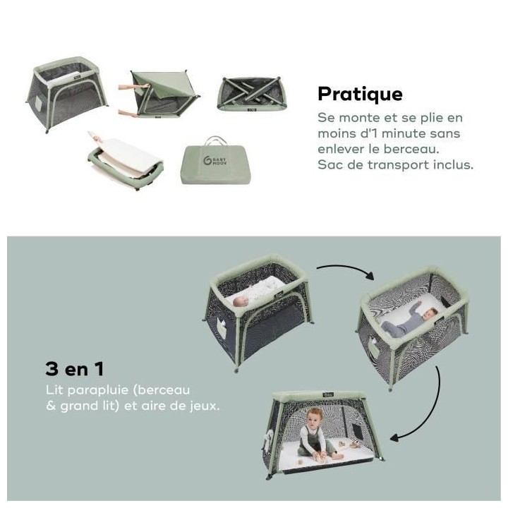 Babymoov Lit parapluie 3-en-1 Moov and Comfy - Des la Naissance et jus