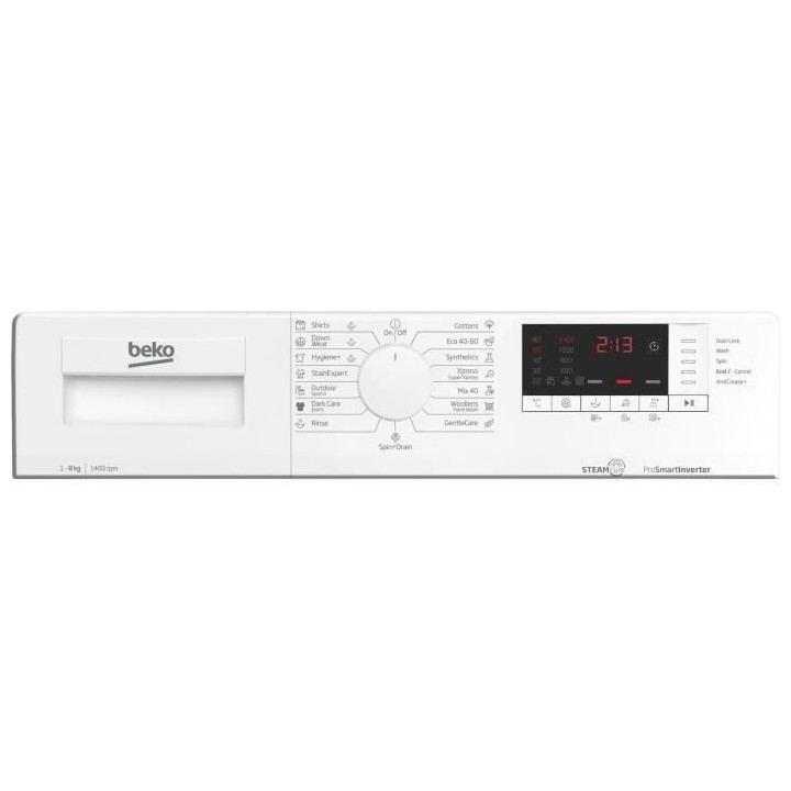Lave-linge hublot BEKO WUE8726XST - 8 kg - Induction - L60cm - 1400 tr