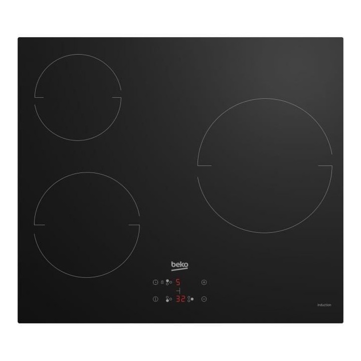 Table de cuisson vitrocéramique - BEKO - 3 foyers - 60 cm - HIC63400
