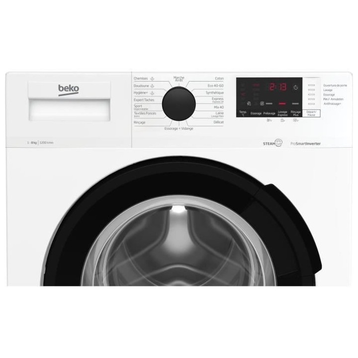 Lave-linge hublot BEKO WUV82221BW - 8 kg - Induction - L60cm - 1200 tr