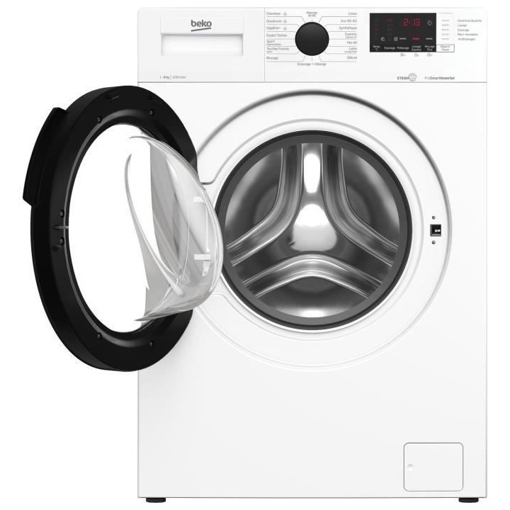 Lave-linge hublot BEKO WUV82221BW - 8 kg - Induction - L60cm - 1200 tr
