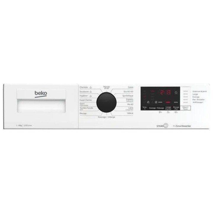 Lave-linge hublot BEKO WUV82221BW - 8 kg - Induction - L60cm - 1200 tr