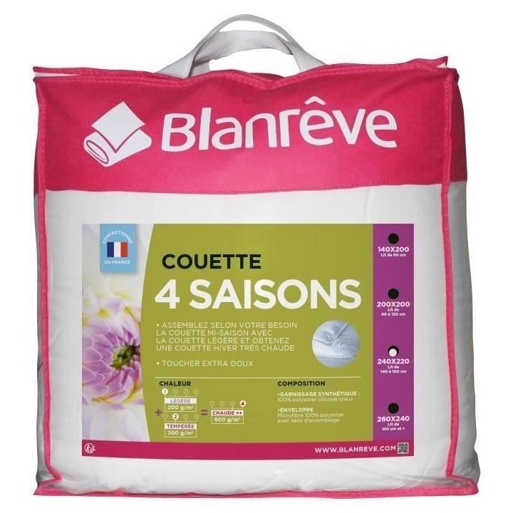 BLANREVE Couette 4 saisons - 220 x 240 cm - Blanc