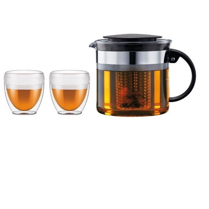 Théiere filtre - BODUM - BISTRO SET - 1.0 l en plastique + 2 gobelets