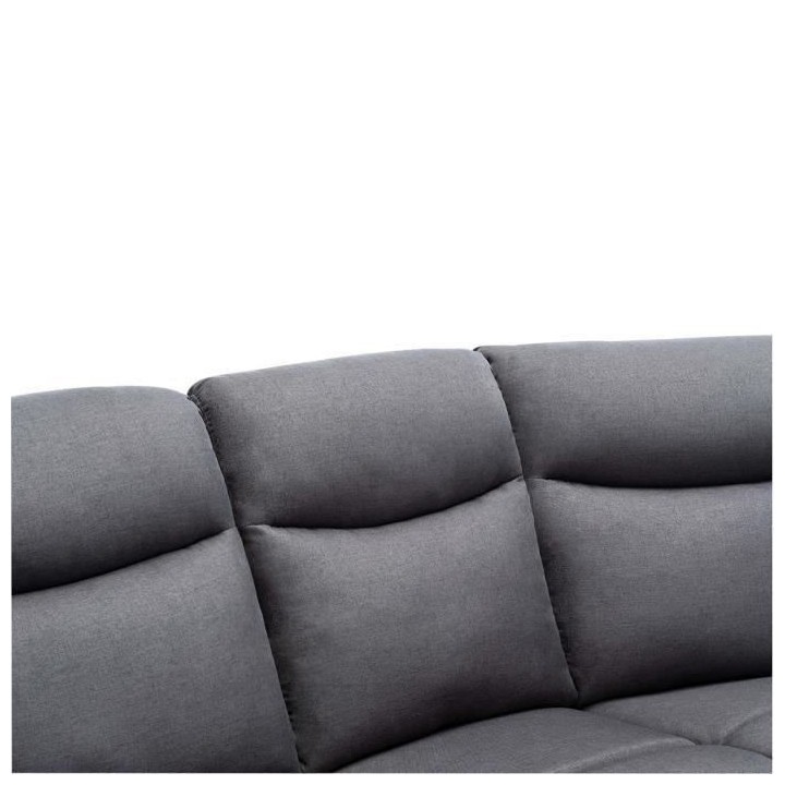 Canapé d'angle relax manuel - 5 places - HARVEY - Tissu gris et simil