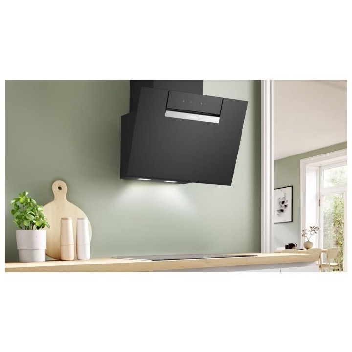 Hotte décor murale - inclinée verre - BOSCH SER4 - DWK67FN60 Noir -