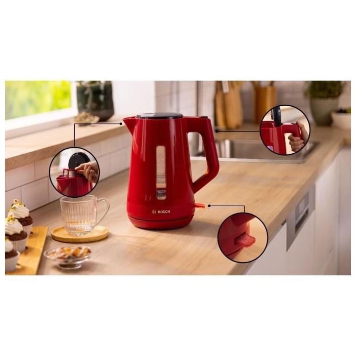 Bouilloire - BOSCH - TWK1M124 MyMoment - Rouge - capacité 1,7L - base