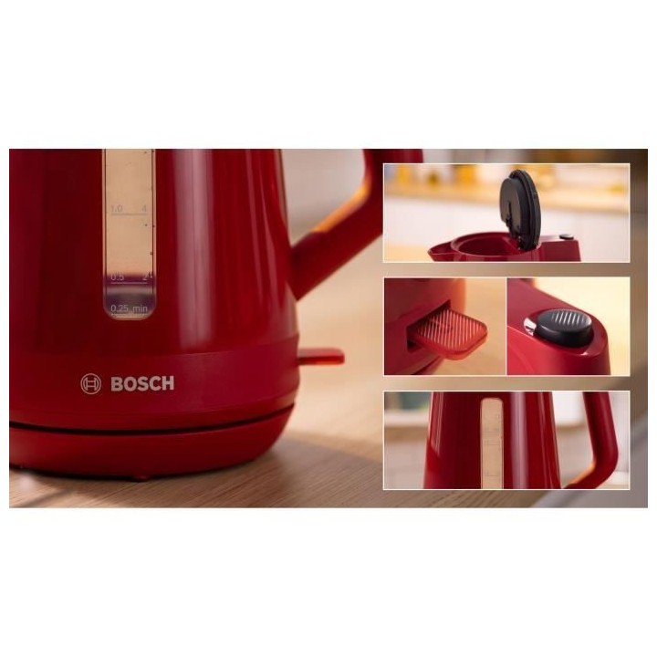 Bouilloire - BOSCH - TWK1M124 MyMoment - Rouge - capacité 1,7L - base
