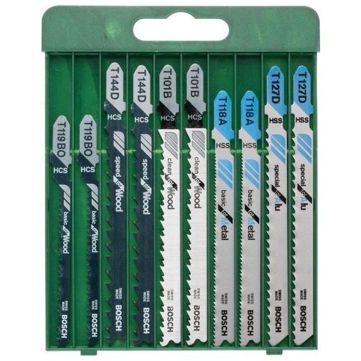 Lames de scie sauteuse - BOSCH - Lot de 10 pieces - HSS bimetal - Mixe