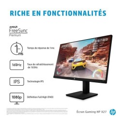 Ecran PC Gamer HP X27 - 27 FHD - Dalle IPS - 1 ms - 165 Hz - DisplayPort / HDMI - AMD FreeSync Premium