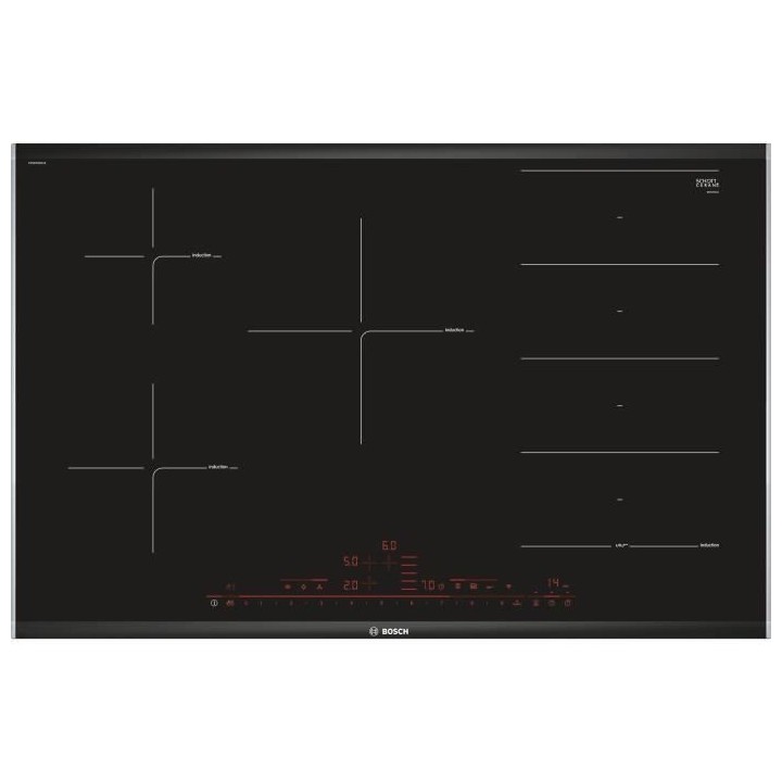 Table induction grande largeur - BOSCH SER8 - PXV875DV1E - Noir - 5-fo