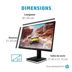 Ecran PC Gamer HP X27 - 27 FHD - Dalle IPS - 1 ms - 165 Hz - DisplayPort / HDMI - AMD FreeSync Premium