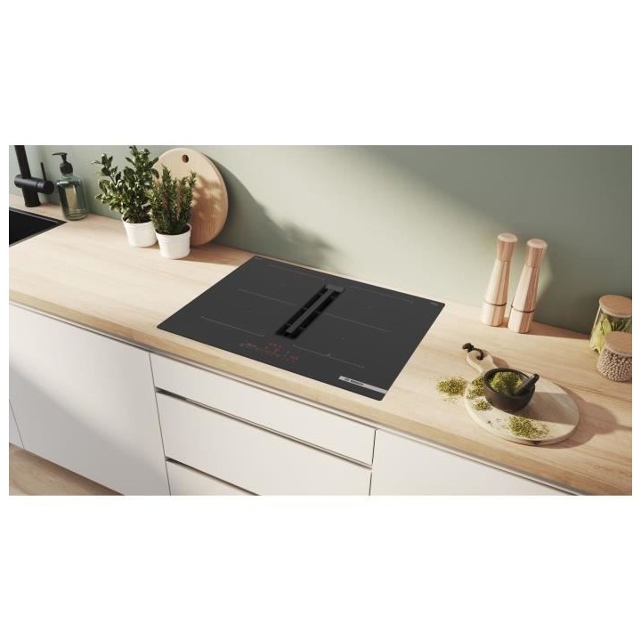 Table induction aspirante - BOSCH SER6 - PVQ711H26E Noir - 4-foyers -