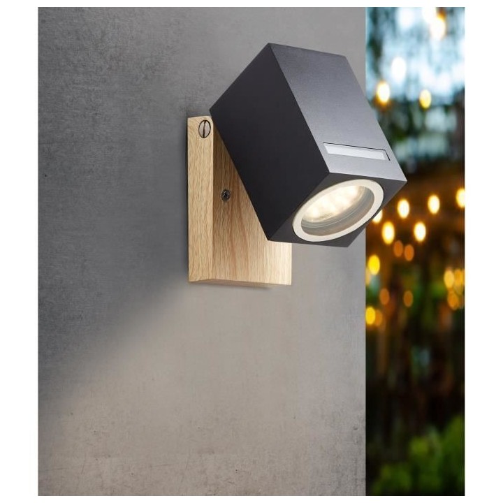 Applique extérieure GALENI - BRILLIANT - noir/naturel - métal/verre