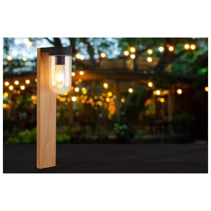 Borne extérieure CABAR - BRILLIANT - bois foncé/noir - métal/verre