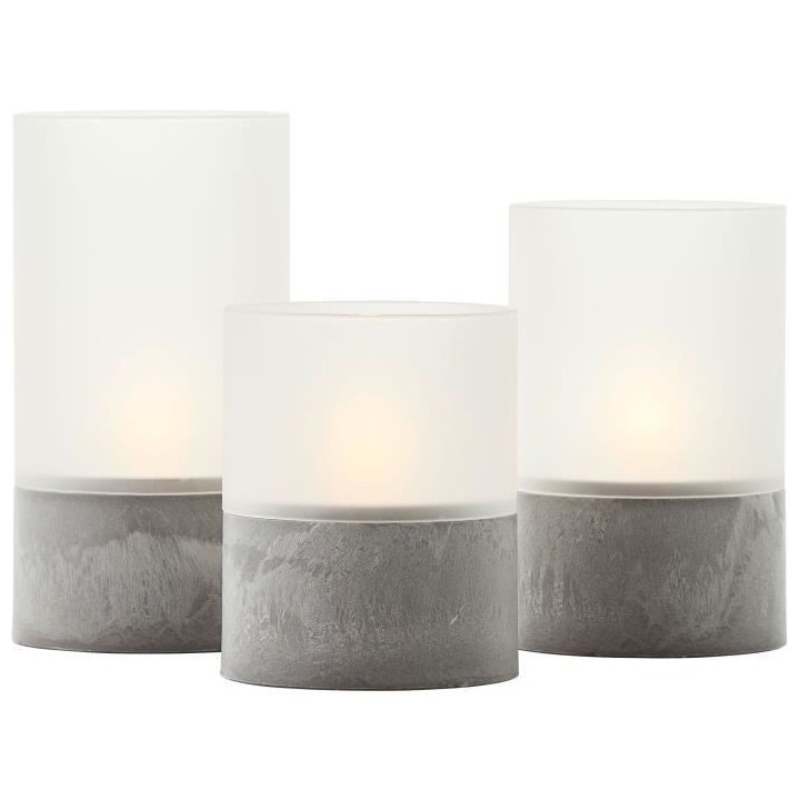 Lot 3 Lampes a poser LED BOUGIE BRILLIANT - 2500K - Plastique et verre