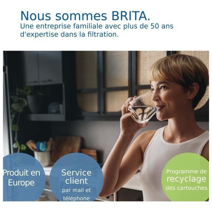 BRITA Carafe filtrante Marella XL bleue + 1 cartouche filtrante MAXTRA