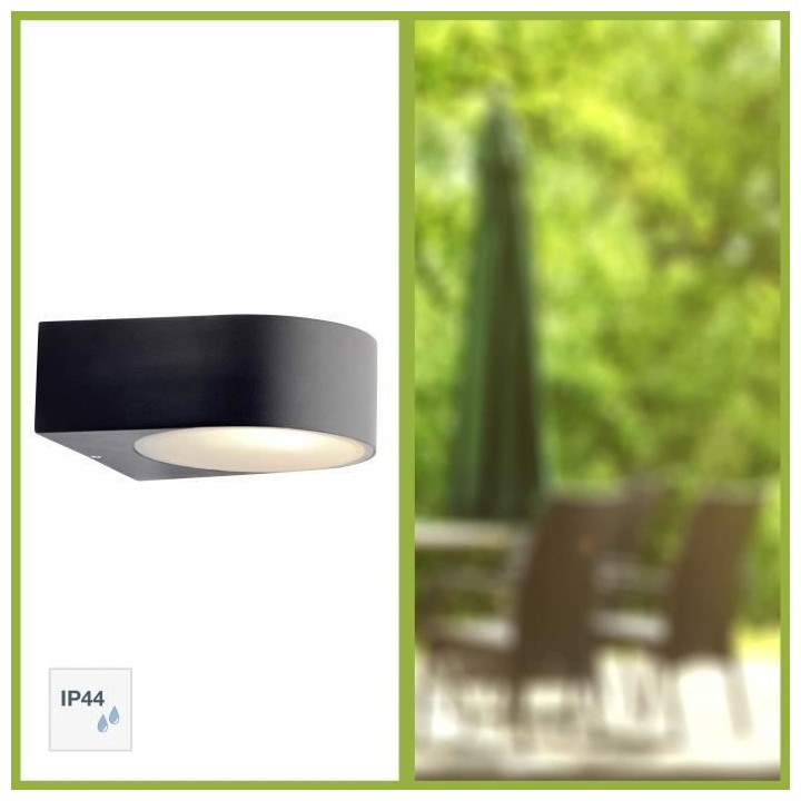 Applique murale extérieure - BRILLIANT - TYLER - Noir - Métal/verre