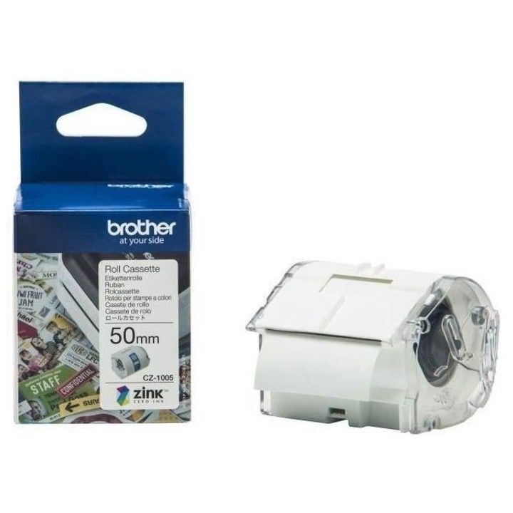 Ruban CZ-1005 - BROTHER - VC-500W - Zinc - Blanc - 1 rouleau(x)