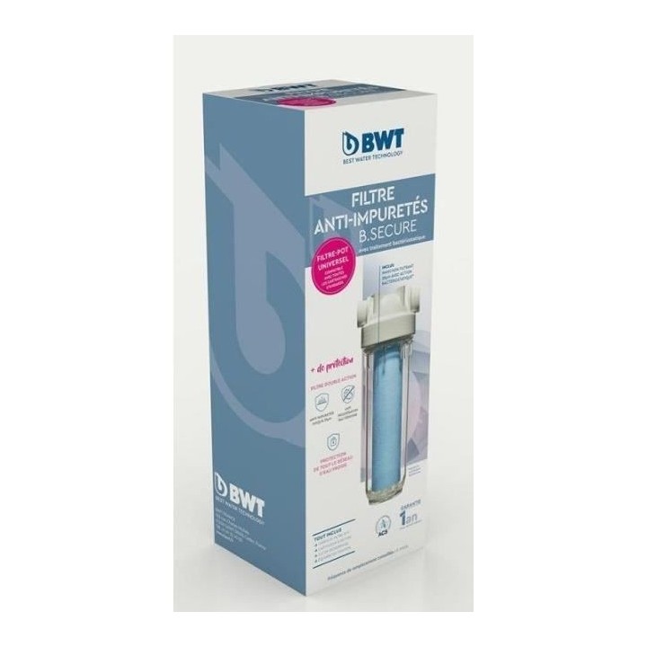 Filtre - BWT - B.SECURE - anti-impuretés 25µm - antibact - Protege s