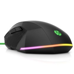 Souris de jeu 200 pour HP Pavilion - Filaire USB - 5 boutons - 3200 DPI - Noir/Vert