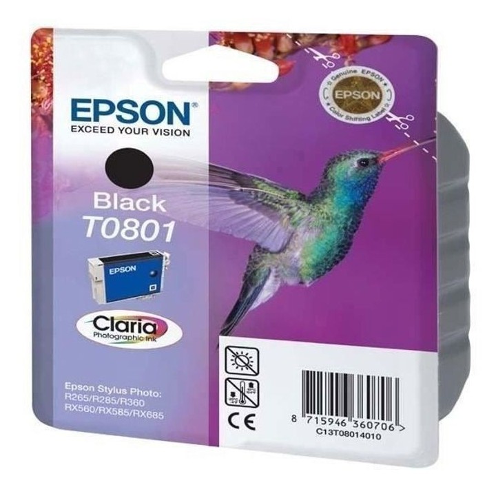 EPSON Cartouche d'encre T0801 Noir - Colibri (C13T08014011)