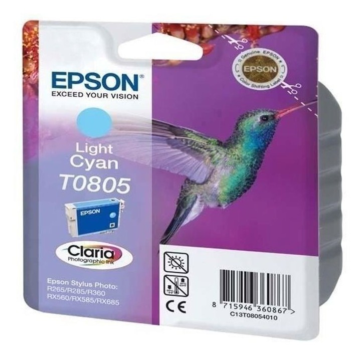 EPSON Cartouche d'encre T0805 Cyan clair - Colibri (C13T08054011)