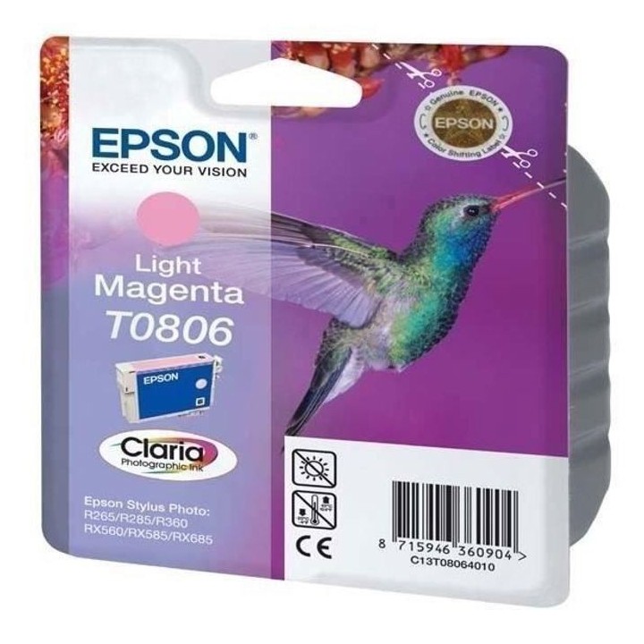 EPSON Cartouche d'encre T0806 Magenta clair - Colibri (C13T08064011)