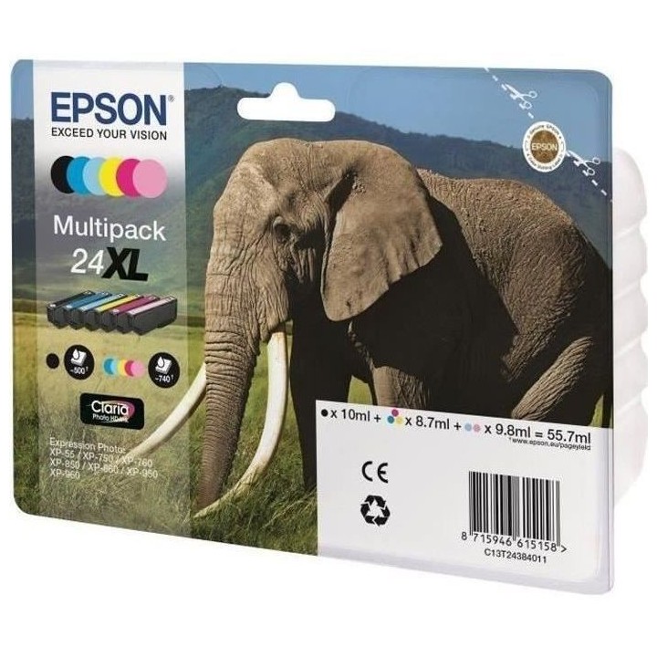 EPSON Multipack 24 XL - Eléphant - Noir, jaune, cyan, magenta, magent