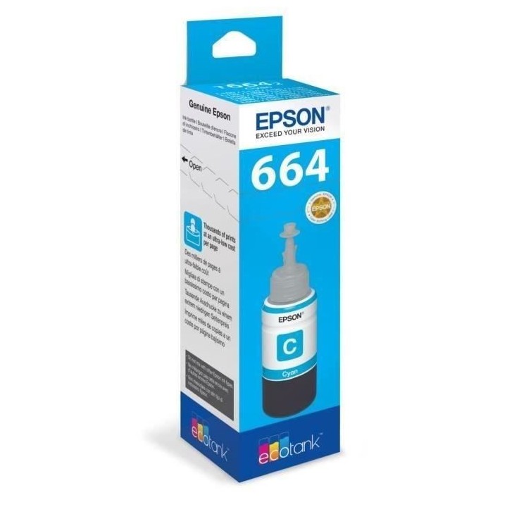 Bouteille d'encre Epson Ecotank T6642 - 70ml Cyan (C13T664240)