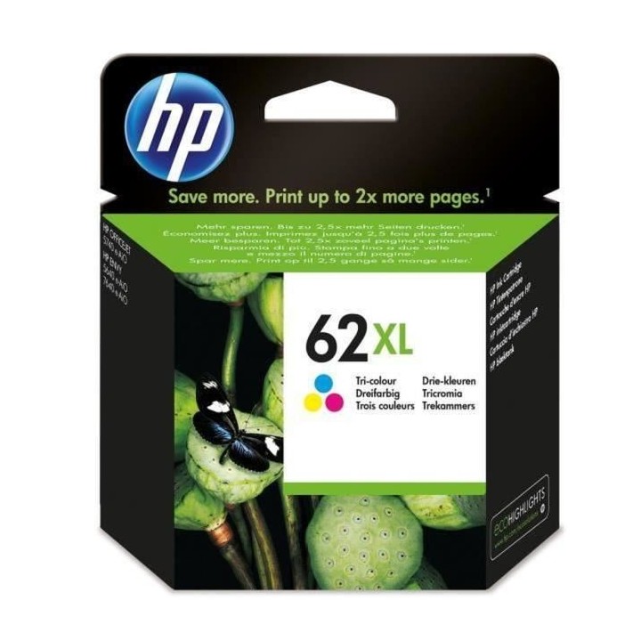 HP 62XL Cartouche d'encre trois couleurs grande capacité authentique