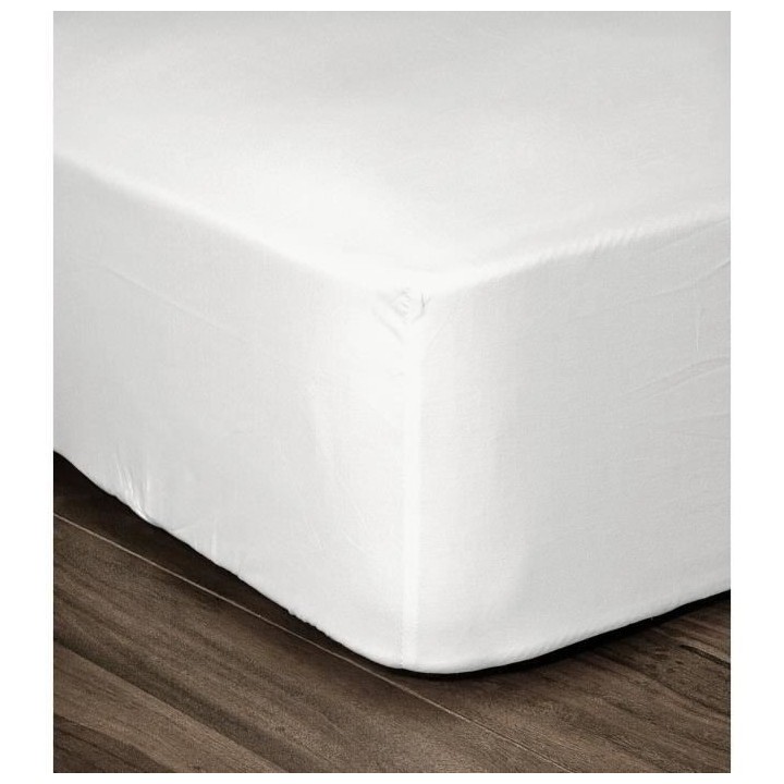 LOVELY HOME Drap Housse 100% coton 160x200x25 cm blanc