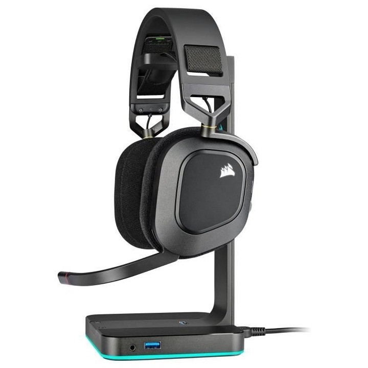 Casque sans fil HS80 RGB - Carbone CORSAIR - Casque micro - Dolby Atmo