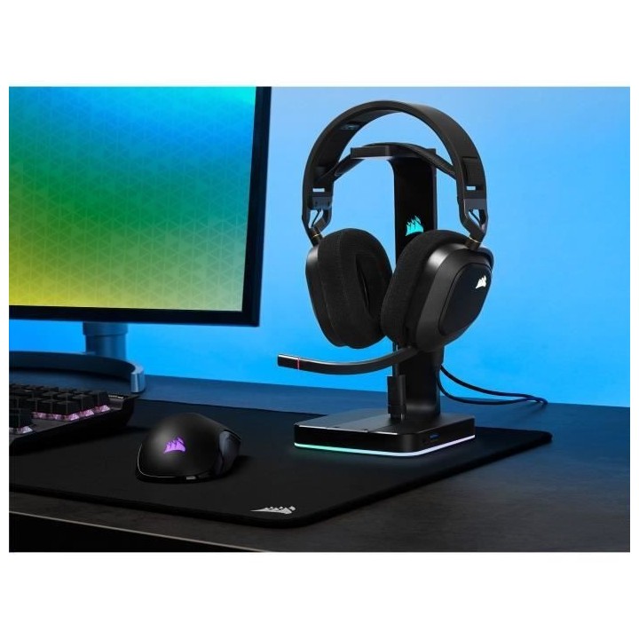 Casque sans fil HS80 RGB - Carbone CORSAIR - Casque micro - Dolby Atmo