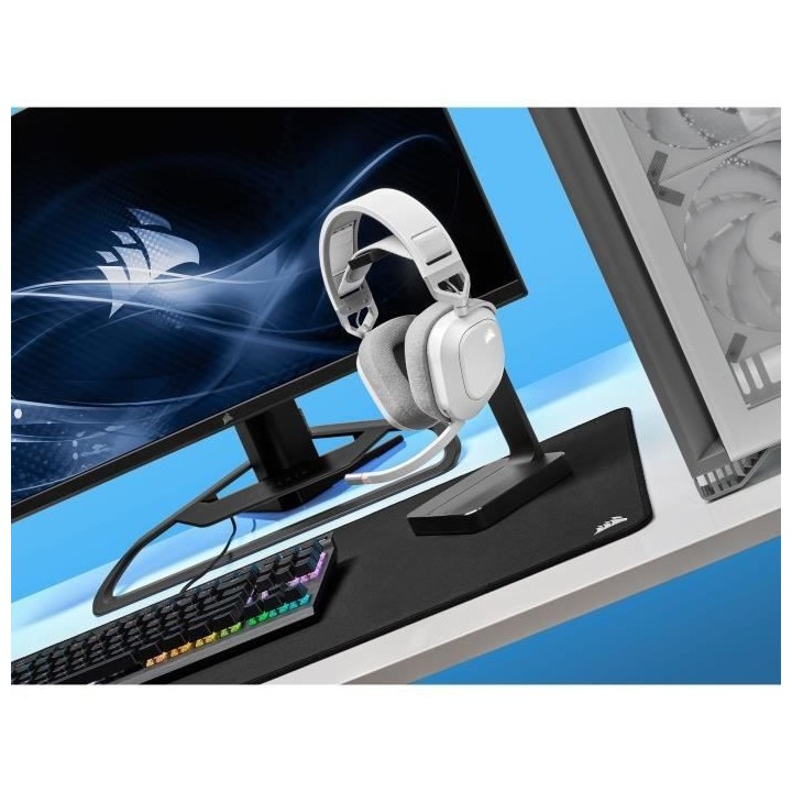 Casque Gaming Sans Fil CORSAIR HS80 RGB Wireless Blanc Son Dolby Atmos